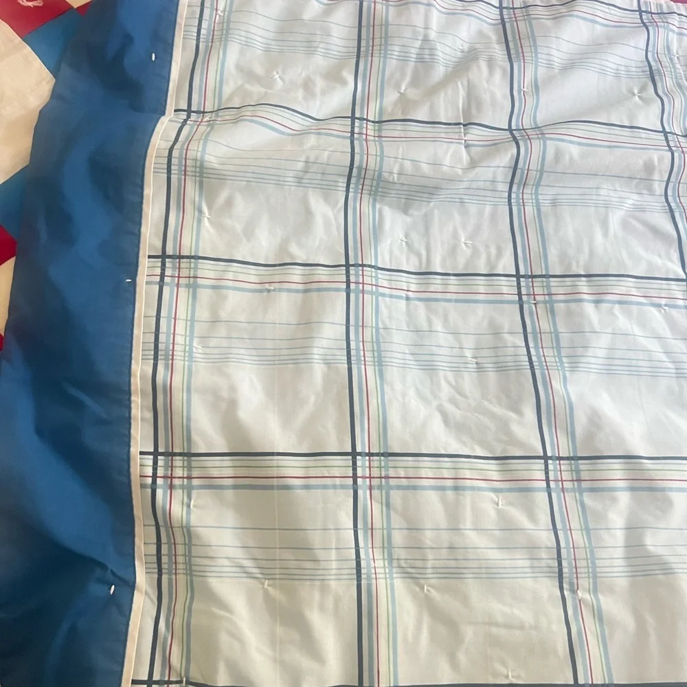 VNTG Handmade Cotton Red White Blue Colorful King Size Quilt‎ Top 91 x 75